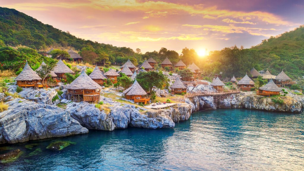 cottage on the si chang island, thailand.
